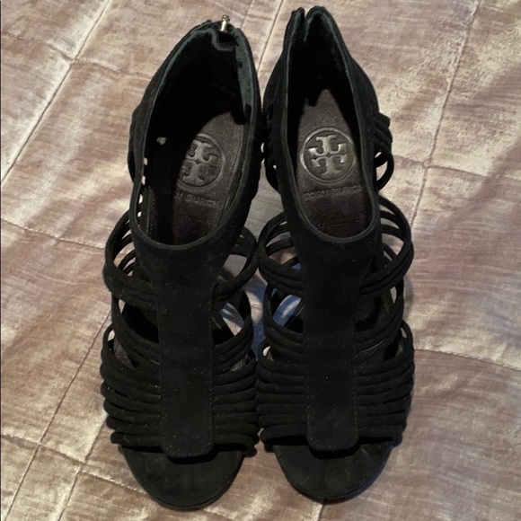 Tory BURCH Suede Platform Cage Heels - Picture 3 of 12